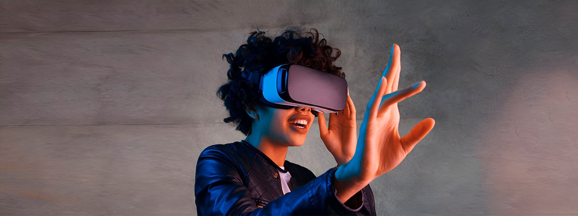 Girl using virtual reality technology